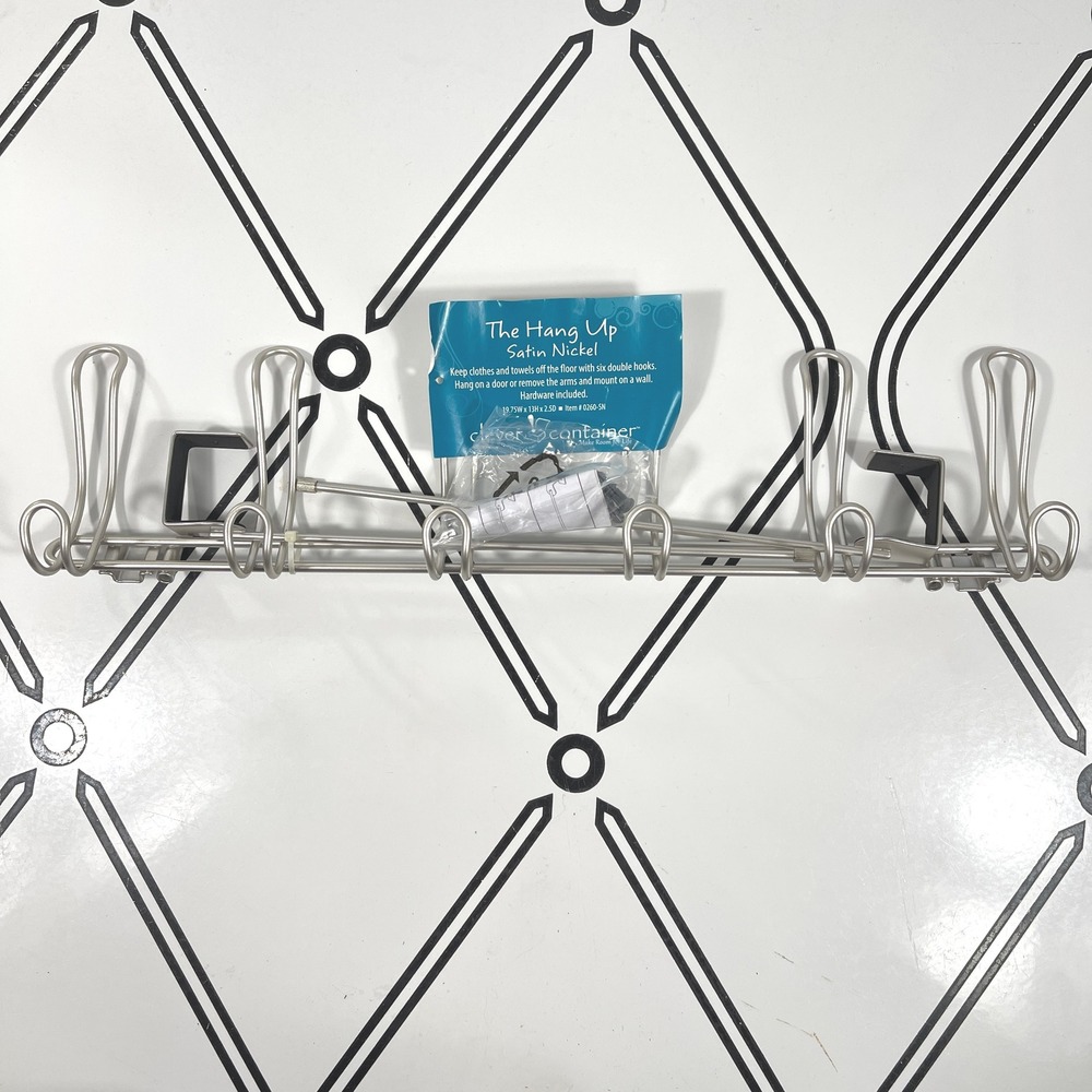 Satin Nickel Over‎ The Door Hook Rack Six Double Hooks Wall Mount